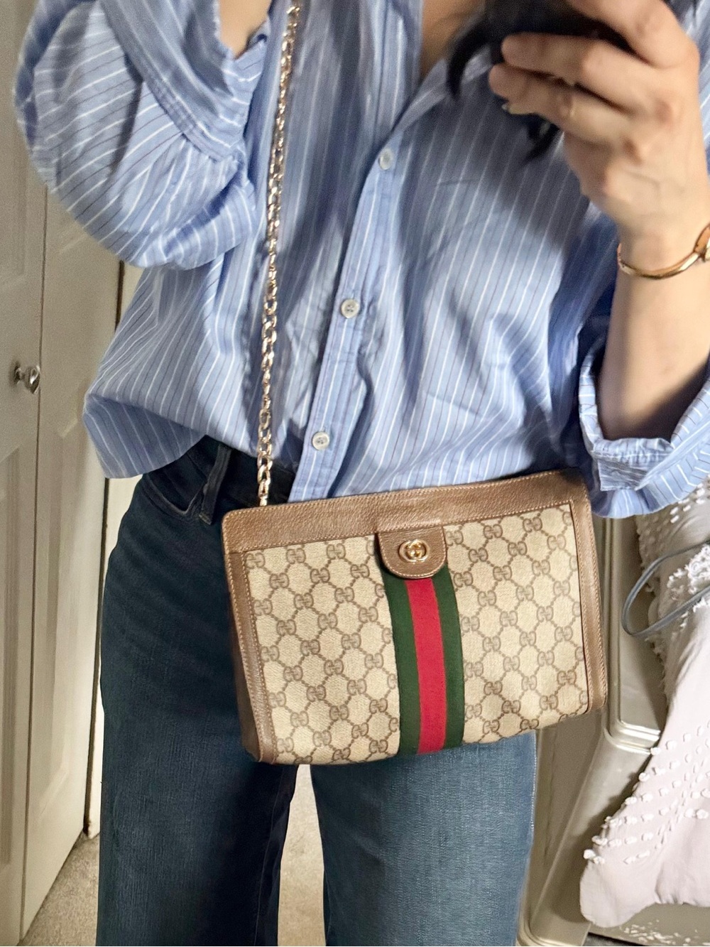 Authentic vintage Gucci web sherry line crossbody bag